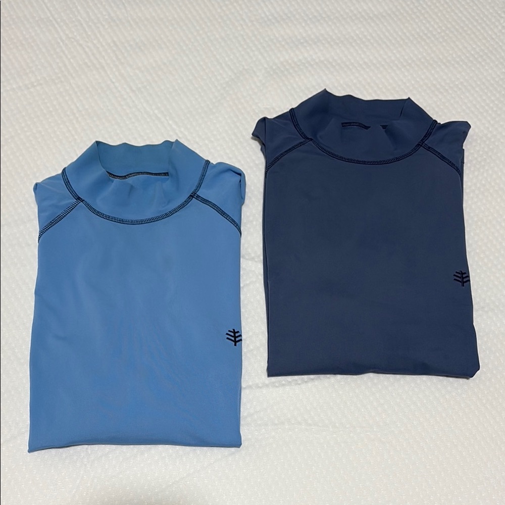 Light blue and grayish blue Coolibar Rash Guards bundle - medium